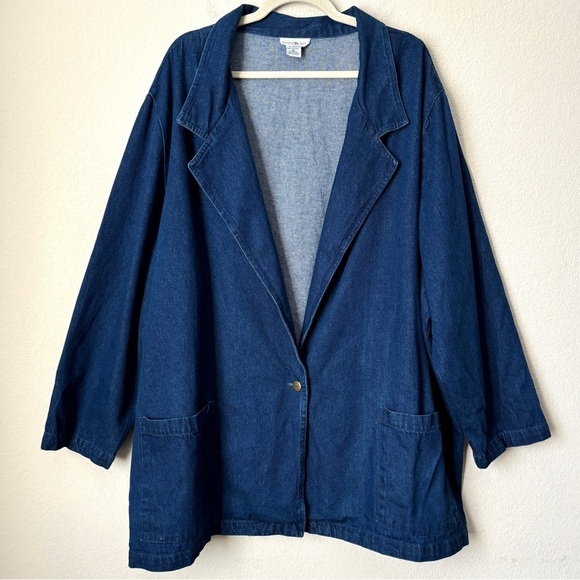 Hunters Run Jackets & Blazers - Hunters Run 3X Dark Denim Blazer One-Button Jacket